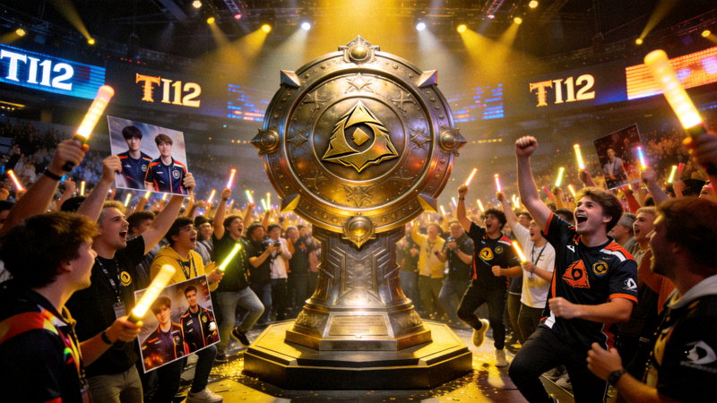 DOTA2国际邀请赛TI现场 - 巨大的冠军神盾和狂热观众