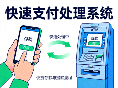 快速支付处理系统 - 代表便捷的存款与提款流程